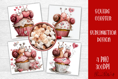 Valentines Day square coasters |snail funny lamb sublimation Product Image 1