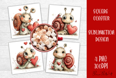 Valentines Day square coasters |snail funny lamb sublimation Product Image 1