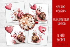 Valentines Day square coasters |snail funny lamb sublimation Product Image 1