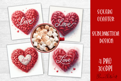 Valentines Day square coasters|love funny animal sublimation Product Image 1