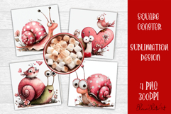 Valentines Day square coasters |snail funny lamb sublimation Product Image 1