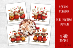 Valentines Day square coasters|love funny animal sublimation Product Image 1