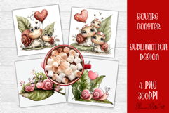 Valentines Day square coasters |snail funny lamb sublimation Product Image 1