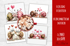 Valentines Day square coasters |snail funny lamb sublimation Product Image 1