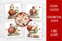 Valentines Day square coasters |snail funny lamb sublimation Product Image 1