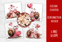Valentines Day square coasters |snail funny lamb sublimation Product Image 1