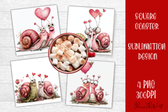 Valentines Day square coasters |snail funny lamb sublimation Product Image 1