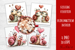 Valentines Day square coasters |snail funny lamb sublimation Product Image 1