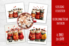 Valentines Day square coasters|love funny animal sublimation Product Image 1