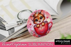 Valentines Day Sublimation Design - Valentine Cat Keychain