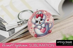 Valentines Day Sublimation Keychain - Dog Round Keychain