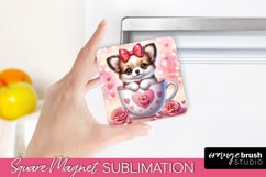 Valentines Day Sublimation Magnet - Cute Dog Magnet Design