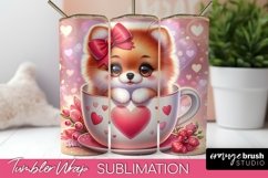 Valentines Day Sublimation PNG - Valentine Dog Tumbler Wrap