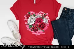 Floral Heart Valentine's Day PNG Sublimation Roses Clipart Product Image 4