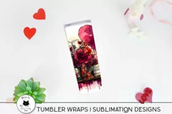 tumbler with retro valentine illustration