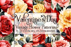 Valentine&#039;s Day, Vintage Floral Seamless Patterns, s1 Product Image 1