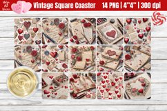 Valentines Day Vintage Square Coaster