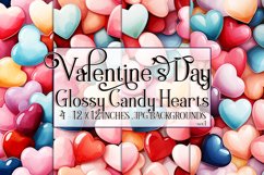 Valentine&#039;s Day, Glossy Candy Hearts Patterns, Seamless, s1 Product Image 1