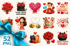 Valentine's Day clipart printable sublimation bundle png Product Image 1