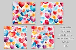 Valentine&#039;s Day, Watercolor Hearts Patterns, Seamless, s1 Product Image 2