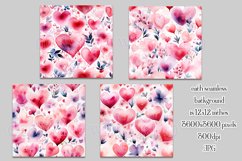 Valentine&#039;s Day, Watercolor Hearts Patterns, Seamless, s2 Product Image 2
