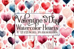 Valentine&#039;s Day, Watercolor Hearts Patterns, Seamless, s3 Product Image 1