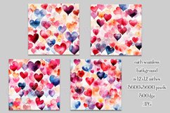 Valentine&#039;s Day, Watercolor Hearts Patterns, Seamless, s4 Product Image 2
