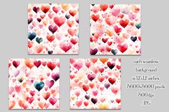 Valentine&#039;s Day, Watercolor Hearts Patterns, Seamless, s5 Product Image 2