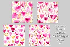 Valentine&#039;s Day, Girly Pink Watercolor Seamless Patterns, s1 Product Image 2