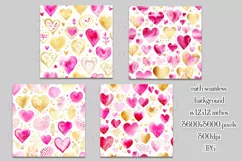 Valentine's Day, Girly Pink Watercolor Seamless Patterns, 10 Product Image 2