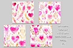 Valentine&#039;s Day, Girly Pink Watercolor Seamless Patterns, 11 Product Image 2
