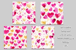 Valentine&#039;s Day, Girly Pink Watercolor Seamless Patterns, 12 Product Image 2