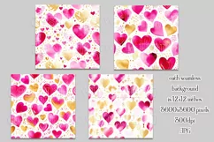 Valentine's Day, Girly Pink Watercolor Seamless Patterns, 12 Product Image 2