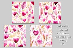 Valentine&#039;s Day, Girly Pink Watercolor Seamless Patterns, 13 Product Image 2