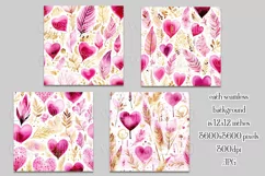Valentine's Day, Girly Pink Watercolor Seamless Patterns, 13 Product Image 2