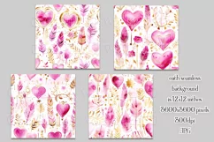 Valentine's Day, Girly Pink Watercolor Seamless Patterns, 14 Product Image 2