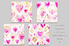 Valentine's Day, Girly Pink Watercolor Seamless Patterns, 15 Product Image 2