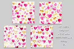 Valentine's Day, Girly Pink Watercolor Seamless Patterns, 16 Product Image 2