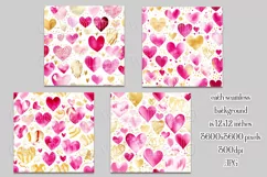 Valentine's Day, Girly Pink Watercolor Seamless Patterns, 17 Product Image 2