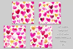 Valentine's Day, Girly Pink Watercolor Seamless Patterns, s2 Product Image 2