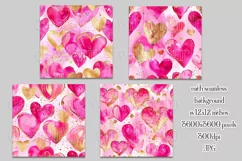 Valentine's Day, Girly Pink Watercolor Seamless Patterns, 20 Product Image 2
