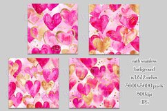 Valentine&#039;s Day, Girly Pink Watercolor Seamless Patterns, 21 Product Image 2
