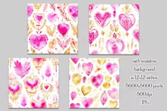 Valentine's Day, Girly Pink Watercolor Seamless Patterns, s3 Product Image 2