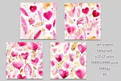 Valentine's Day, Girly Pink Watercolor Seamless Patterns, s4 Product Image 2