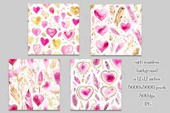 Valentine's Day, Girly Pink Watercolor Seamless Patterns, s5 Product Image 2