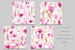 Valentine&#039;s Day, Girly Pink Watercolor Seamless Patterns, s7 Product Image 2