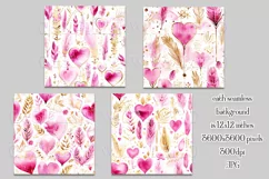 Valentine's Day, Girly Pink Watercolor Seamless Patterns, s7 Product Image 2