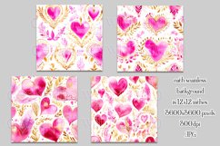 Valentine&#039;s Day, Girly Pink Watercolor Seamless Patterns, s8 Product Image 2