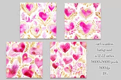 Valentine's Day, Girly Pink Watercolor Seamless Patterns, s8 Product Image 2