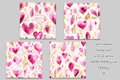 Valentine&#039;s Day, Girly Pink Watercolor Seamless Patterns, s9 Product Image 2